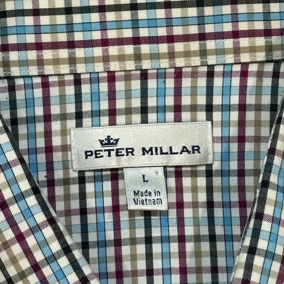 Peter Millar Men's Blue and Red Plaid Shirt - Picture 4 of 4